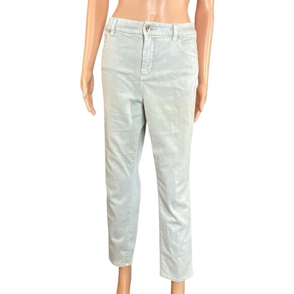 Chicos So Slimming Girlfriend Ankle Jeans Womens Size Medium Beige with Pockets - Picture 1 of 7